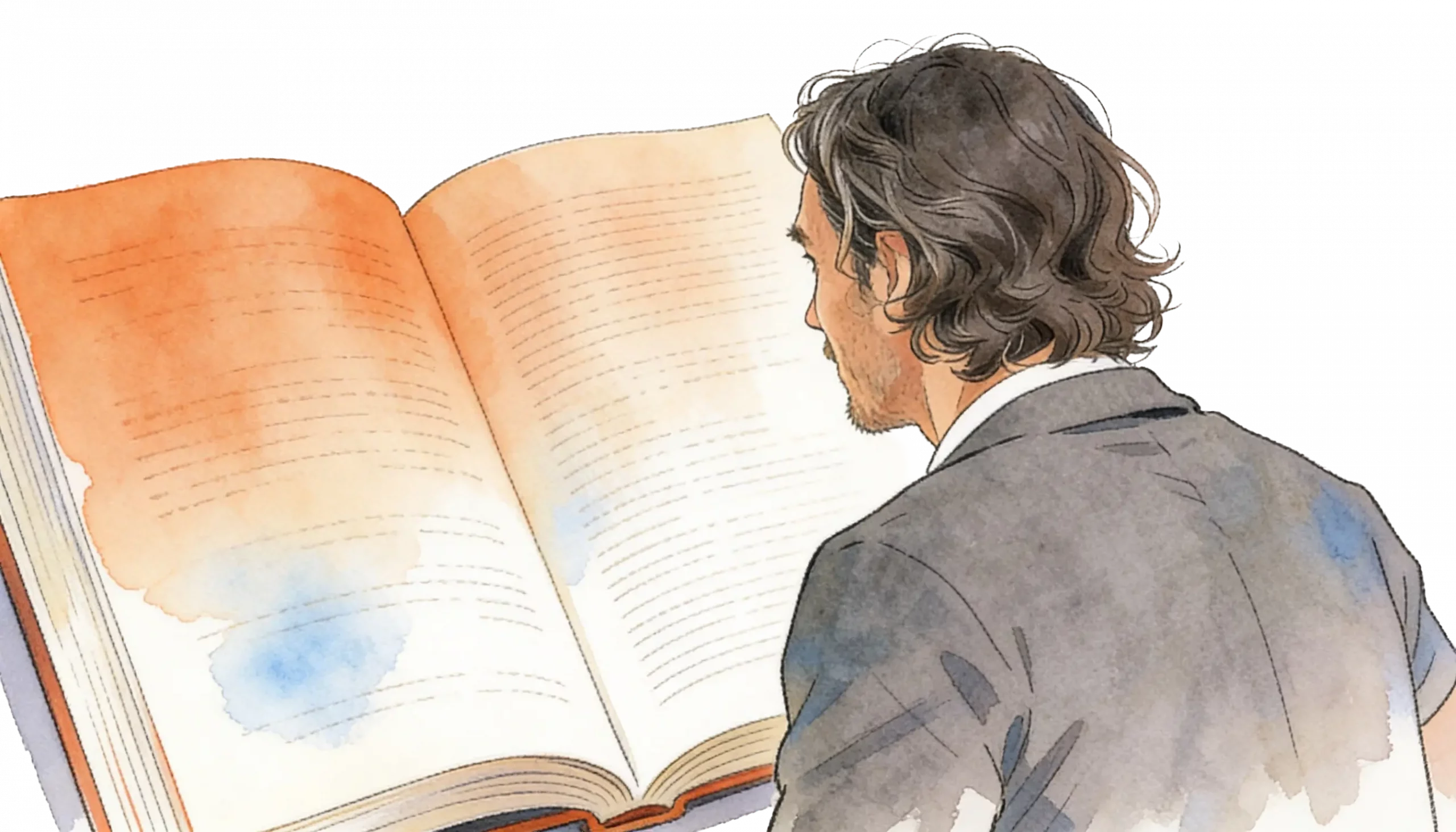 Ein Vater liest interessiert in einem Buch